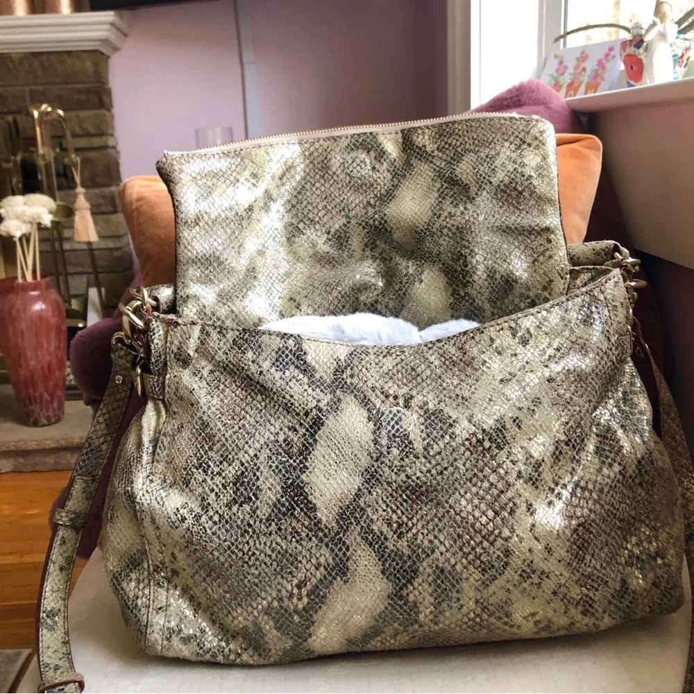 Kate Spade Metallic Snakeskin Leather satchel crossbody CobbleHill Littl…